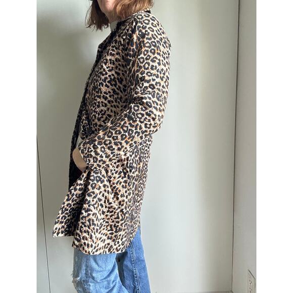 Y2K Leopard Print Coat Size Small Lightweight Pockets Midi Fit Bratz Era - Picture 7 of 9